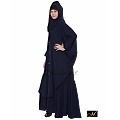 Designer Front Open Abaya - Navy Blue
